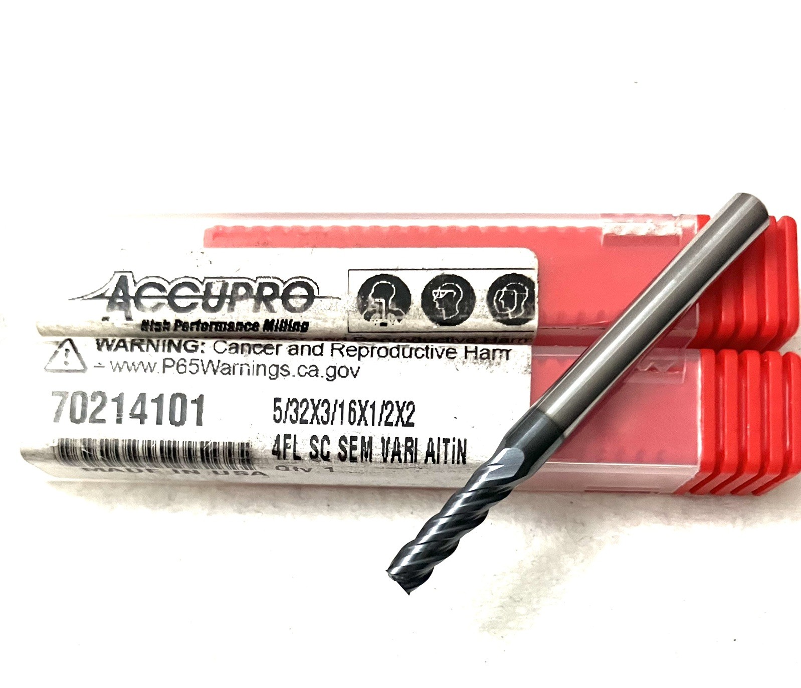 Accupro 5/32″ 4FL Square End Mill Solid Carbide AlTiN 70214101 NEW