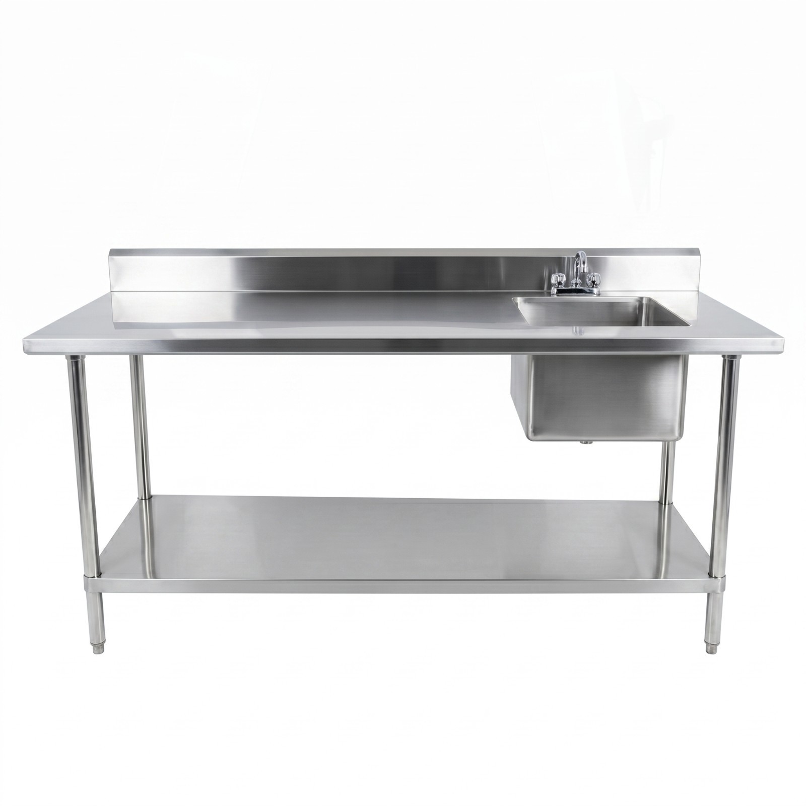 30 in. x 72 in. Stainless Steel Work Table with Built-in Prep Sink and Faucet