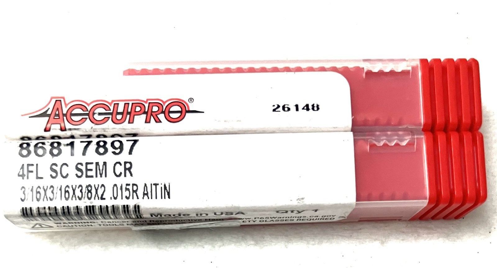 5PC Accupro 3/16″ 4FL Corner Radius End Mill .015R Carbide AlTiN 86817897 NEW