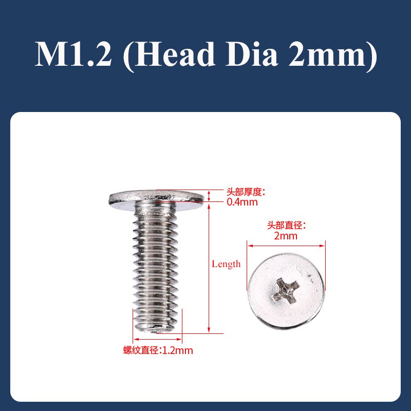 M1.2 – M6 Phillips Thin Wafer Flat Head Low profile Screws Nickel-Plated Steel