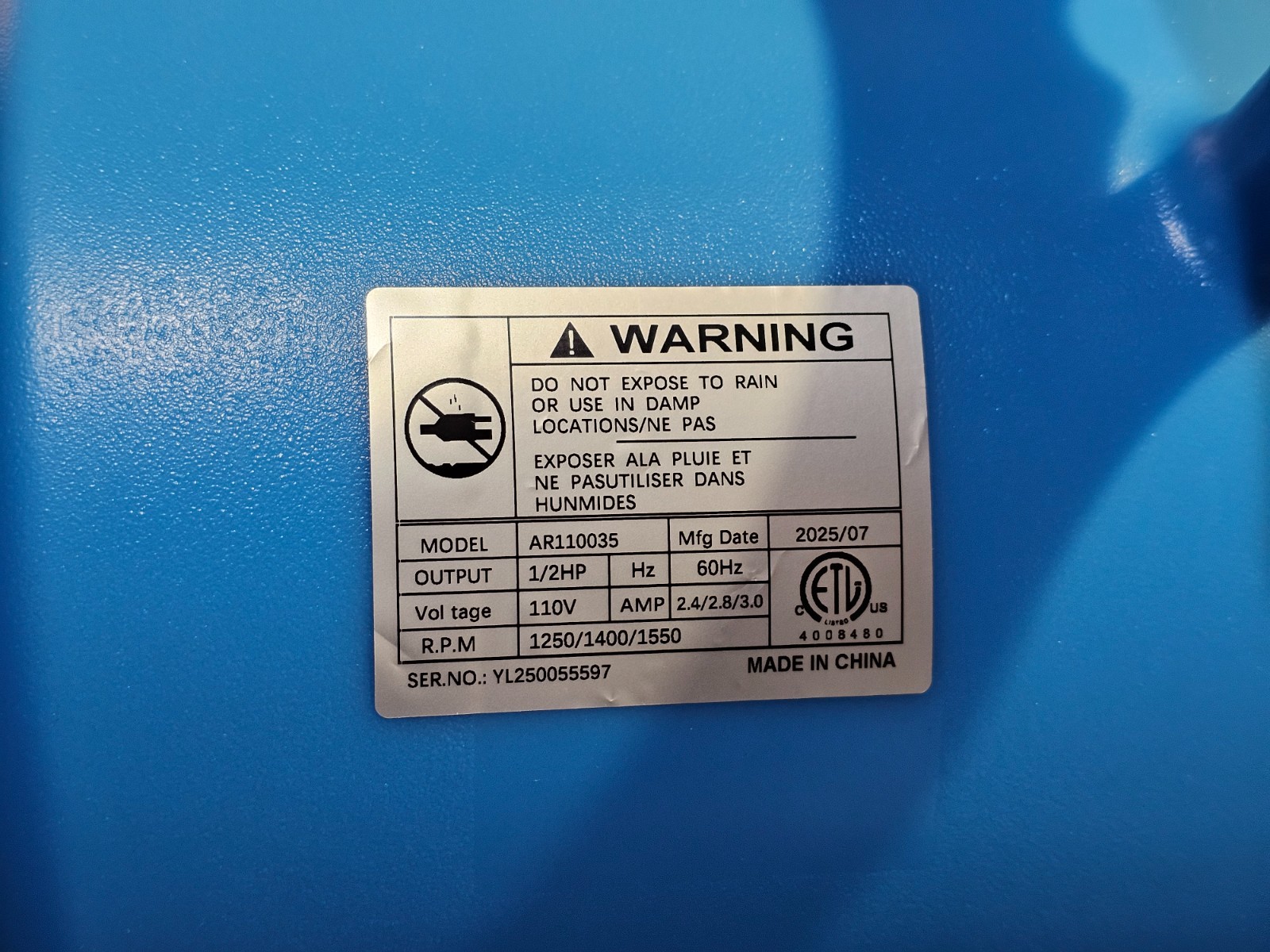 Blessny AR110035 Air Mover 1/2HP ETL Listed Carpet Dryer Fan, 2200CFM Air Blower