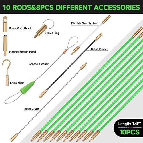 FTIHTRY 14FT Fiberglass Running Electrical Wire Glow Rods Wire Pulling with 8…