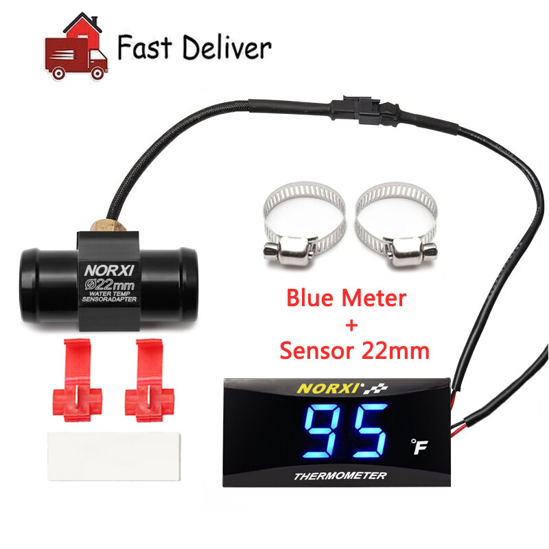 Motorcycle Water Temperature Gauge 32~248°F NORXI Fahrenheit Meter+22mm Sensor