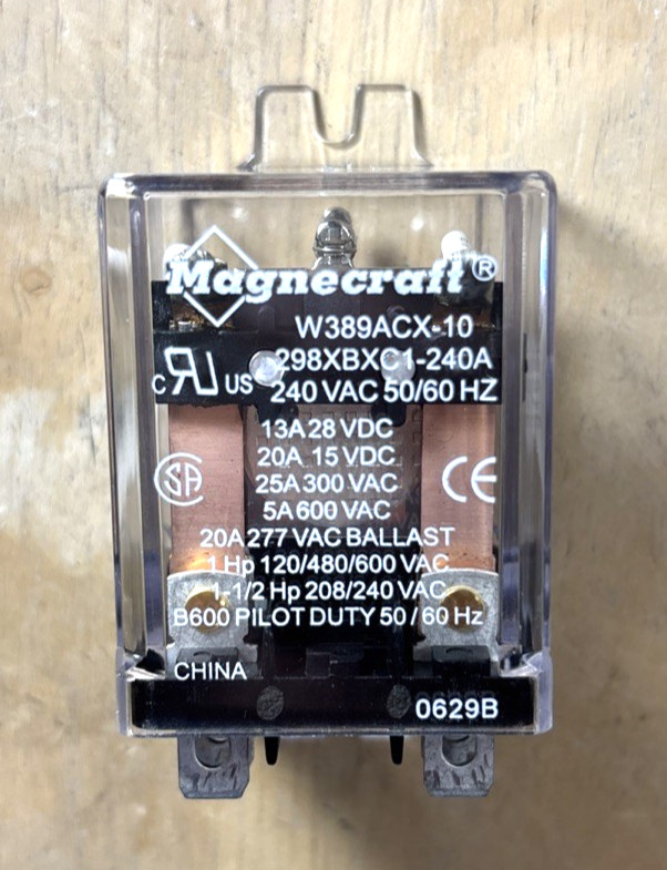 Magnecraft W389ACX-10 General Purpose Relay DPDT SQ BSE 240V 25A – READ