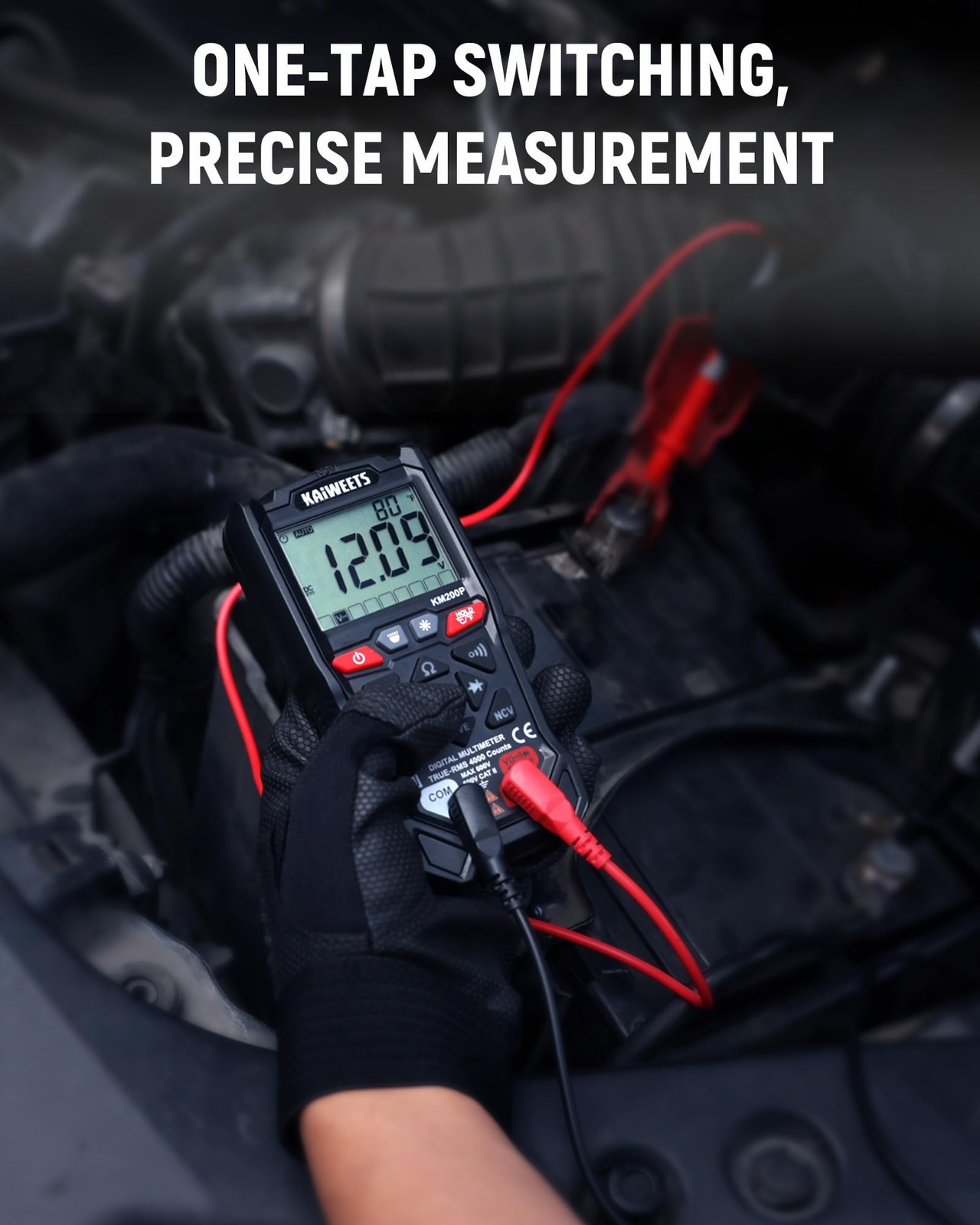 KAIWEETS KM200P Digital Multimeter, All Button 450 cubic centimeters, Black