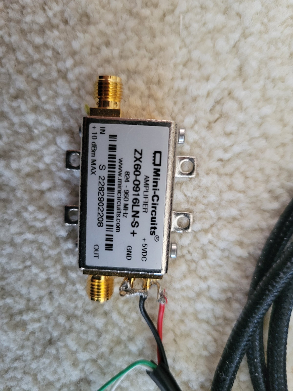 Mini-Circuits 824-960 MHZ +18dB Low Noise Amplifier ZX60-0916LN-S+ 5V