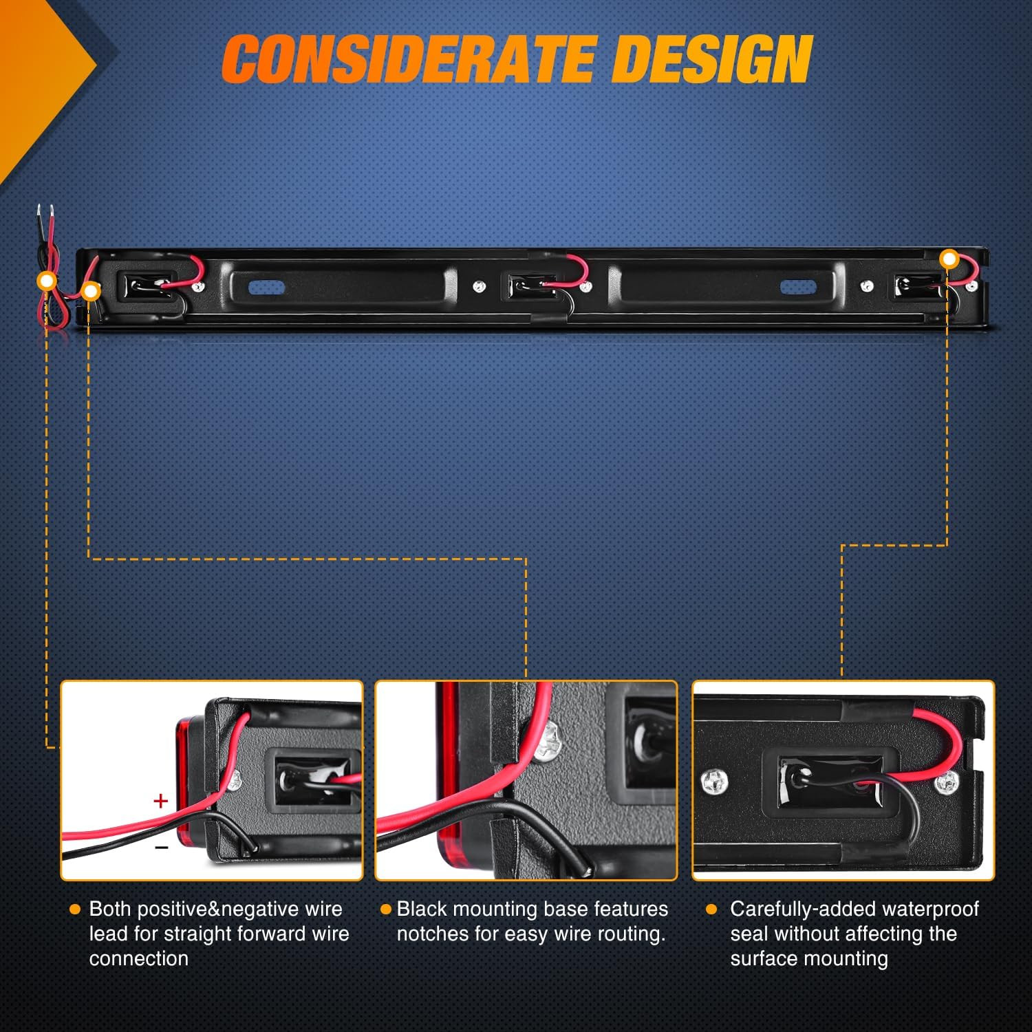 2-Pack 14.2″ 9-LED Red Identification Trailer Light Bar w/ SS Bracket