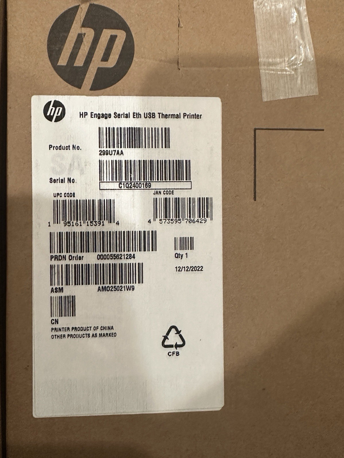 NEW HP Engage One Pro Serial Ethernet USB Thermal Printer – 299U7AA,M42513-002