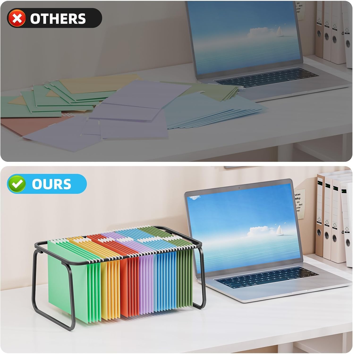 Hanging File Folder Frame, Adjustable Letter Size File Holder 16-25 Inches,