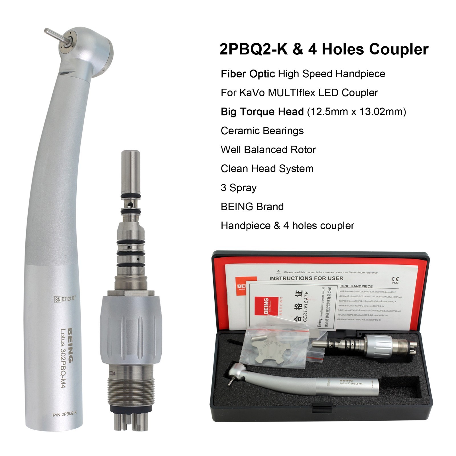 BEING Dental High Speed Handpiece Surgical 45° Fiber Optic For KaVo MULTIflex