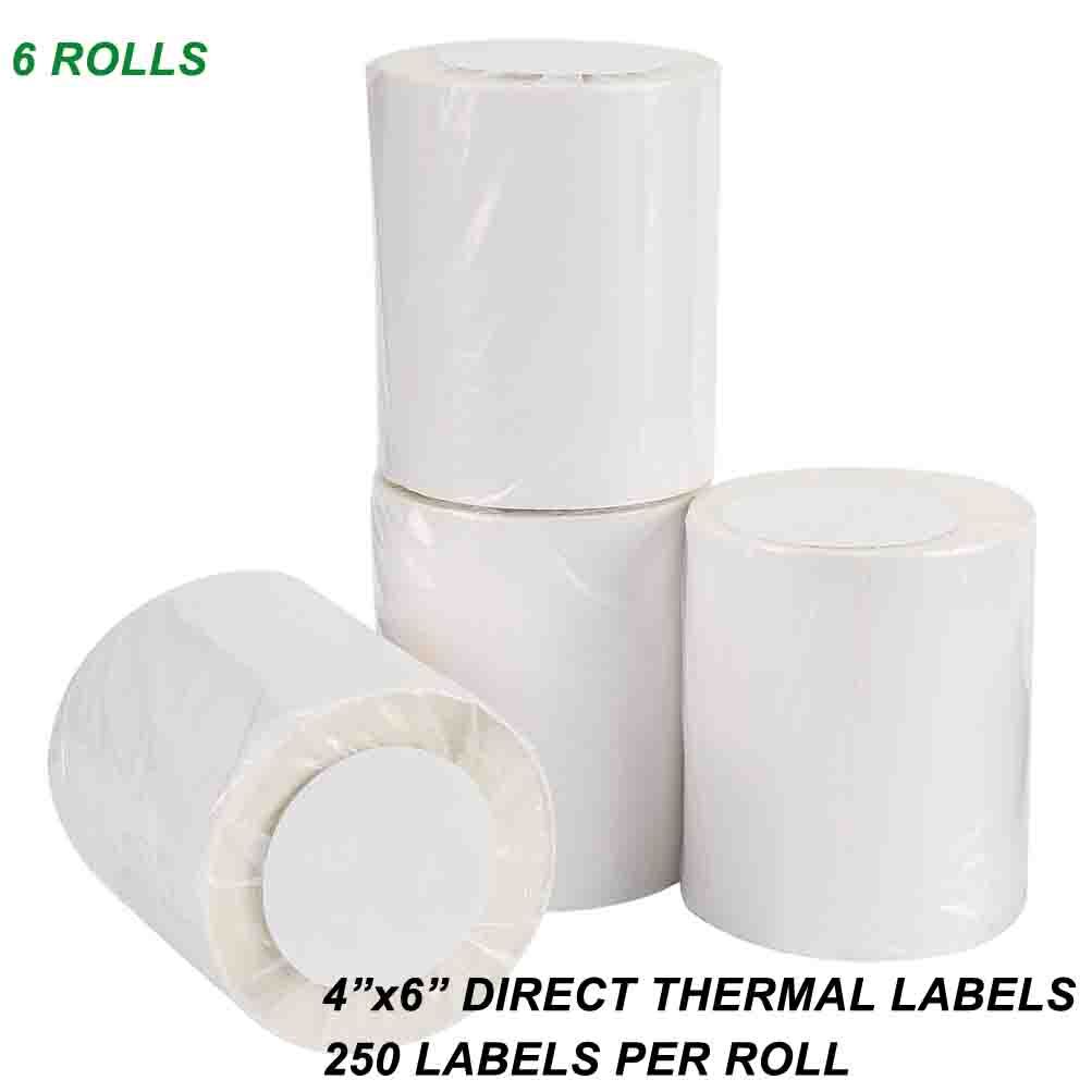 6 Roll of 250 4×6 Direct Thermal Labels For Zebra Eltron ZP-450 LP 2844Z GK420T