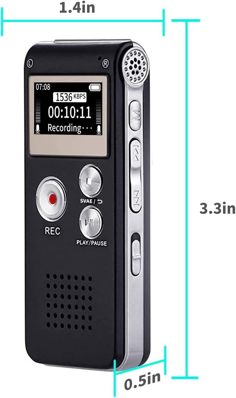 High-Quality Digital Voice Recorder – 1536kbps with Voice Activation & Playback