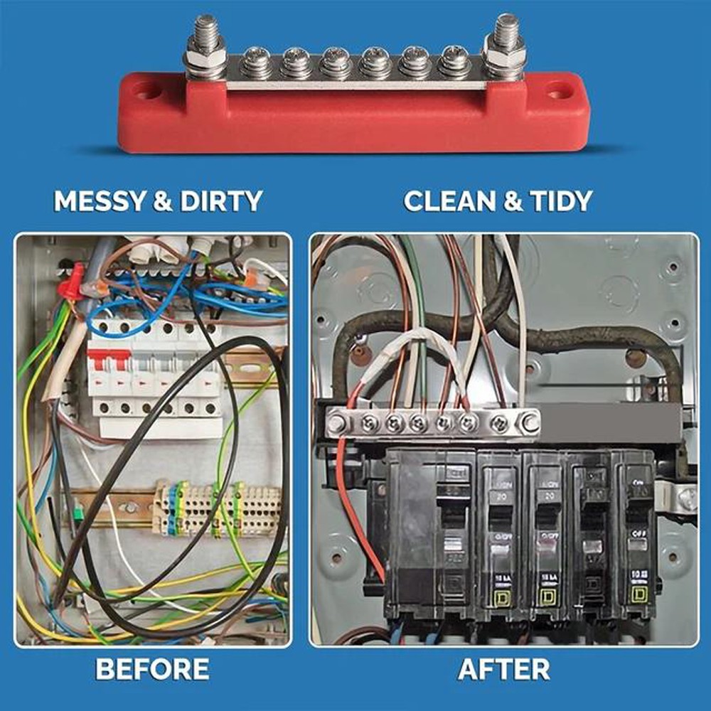 6 Way Bus Bar Power Distribution Terminal 150A Screws Battery Block for Car Boat