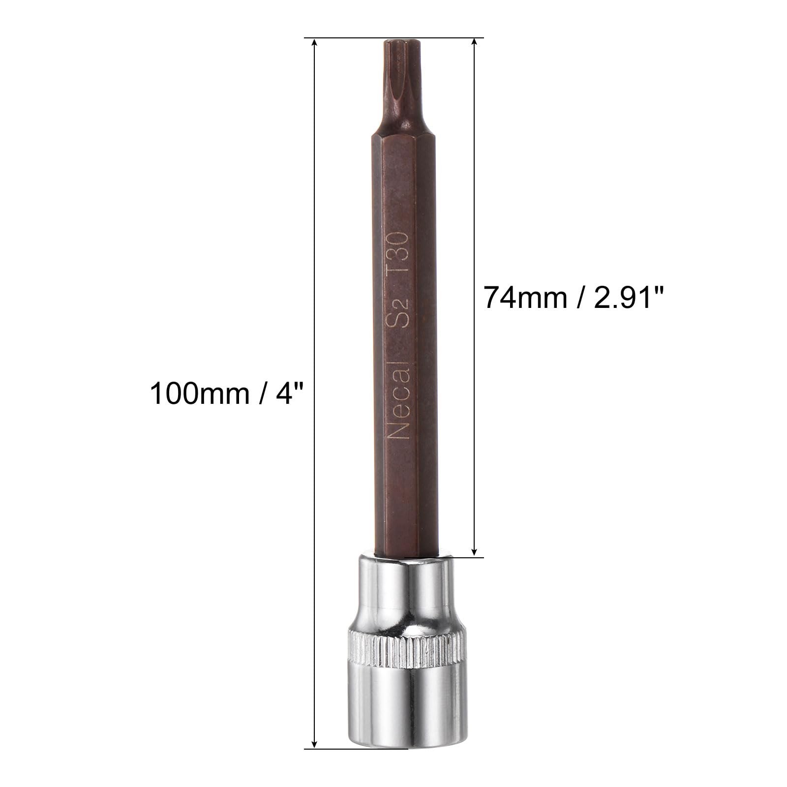 uxcell 3/8-Inch Drive T30 Torx Bit Socket S2 Steel Cr-V 100mm x 3/8″