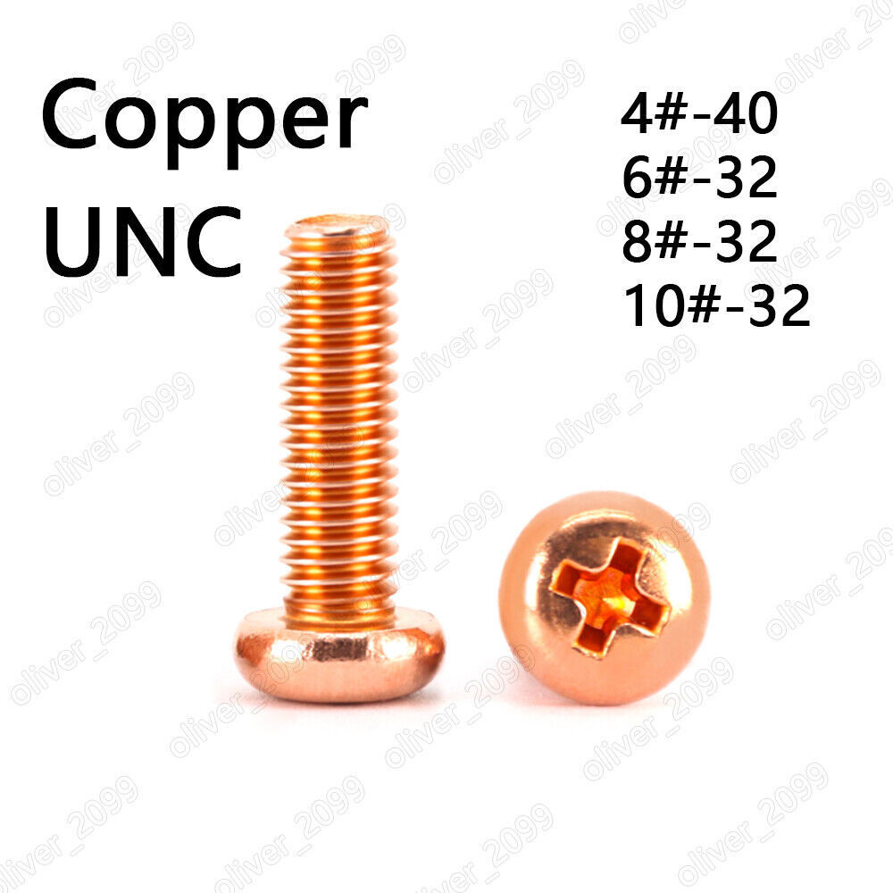 99.9% Pure Copper Phillips Cross Pan Head Machine Screws 4# 6# 8# 10#