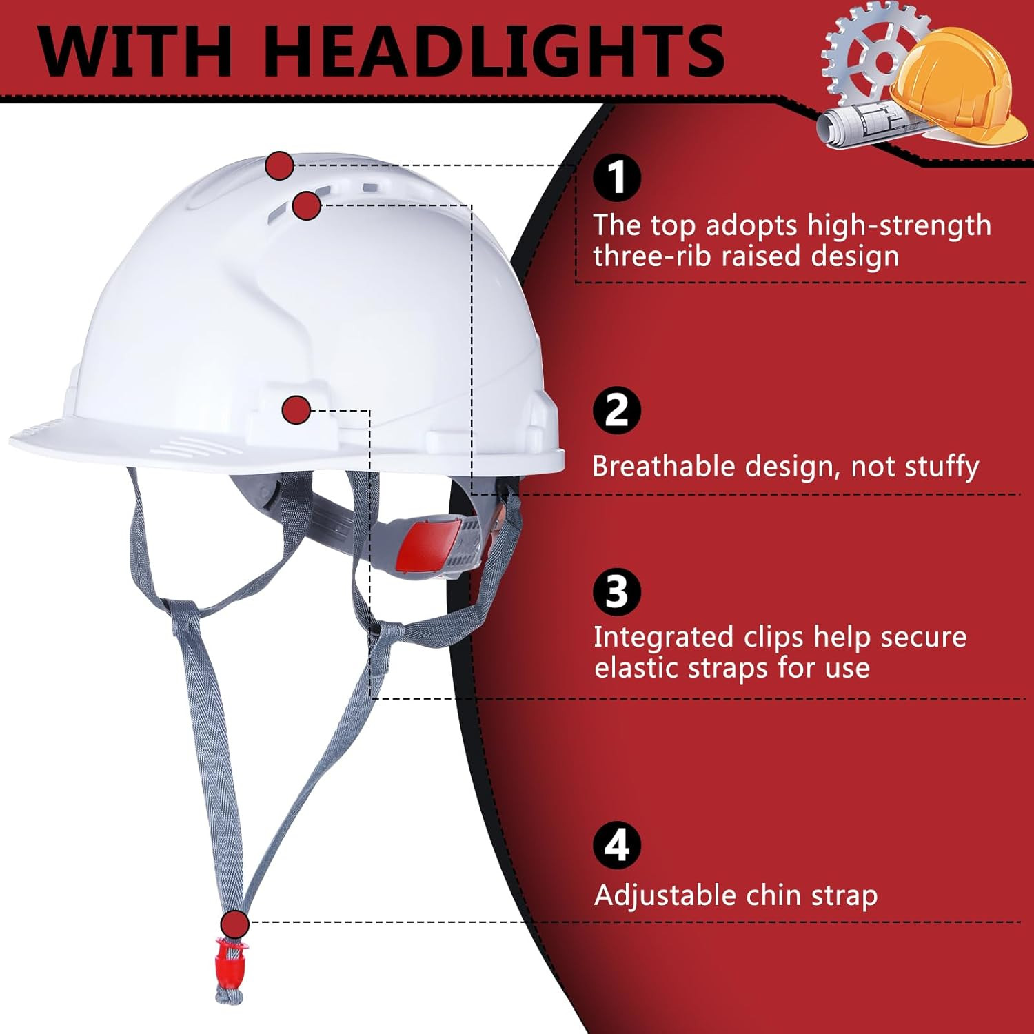 20 Pack 4 Pt. Suspension Hard Hat Bulk Safety Helmets ABS Ratchet Hard Hats Adju