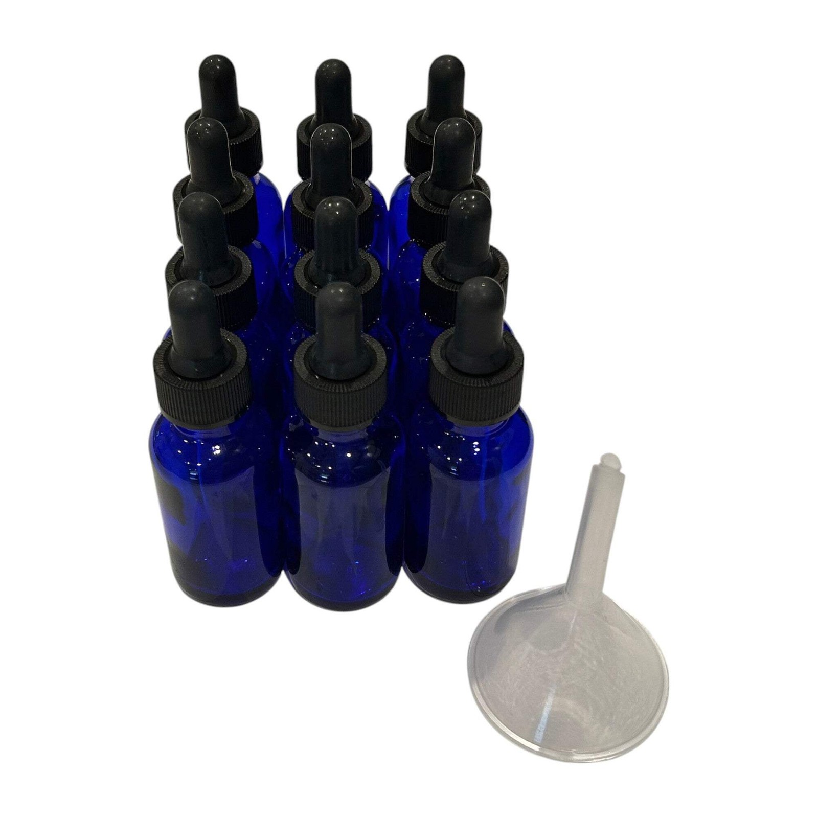 Bottle, Glass, Cobalt Blue, 1oz, with Droppers, Pack of 12 Bottles, Single