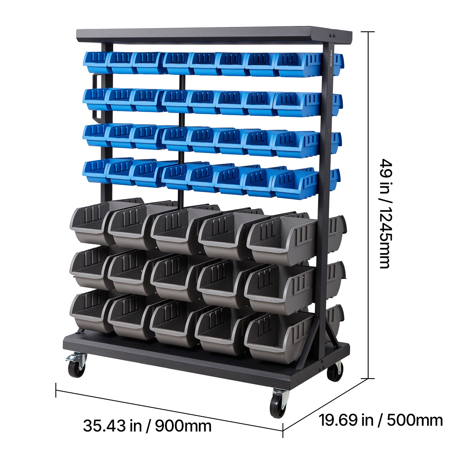 Uimoso Double-Sided Rolling Storage Rack with 7 Tiers and 94 Bins