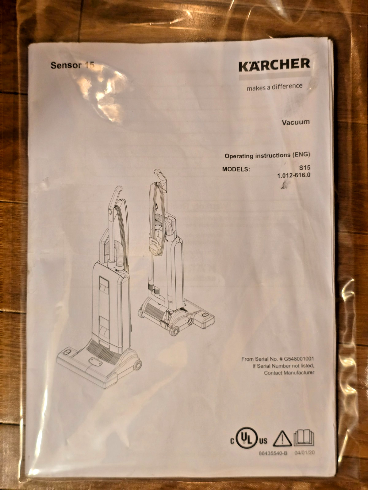 Karcher Windsor Sensor S15 15” Upright Vacuum, NEW NOB (missing small tool)