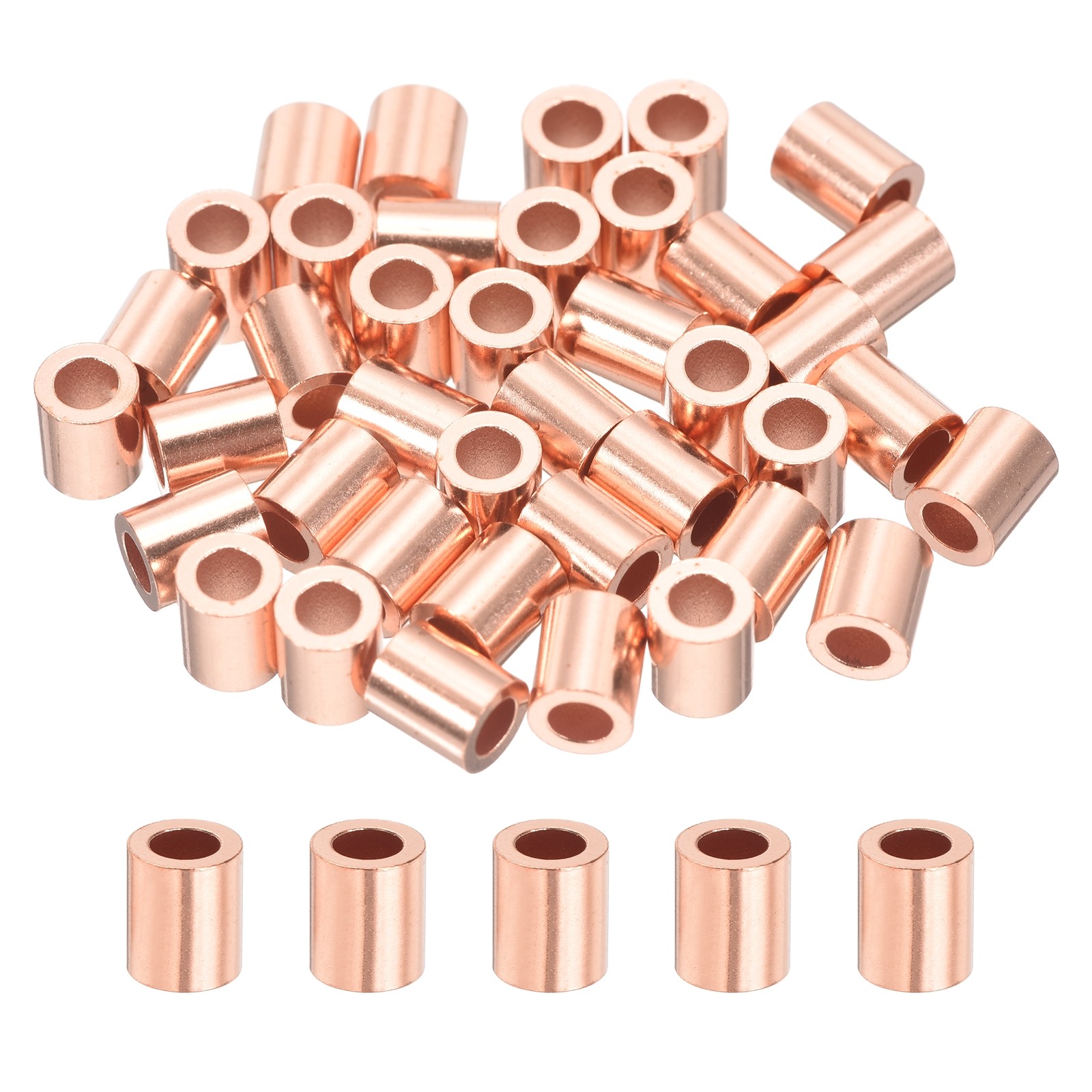7/64″ (2.8mm) Wire Rope Stop Sleeve, 40 Pcs Copper Crimping Loops Sleeve