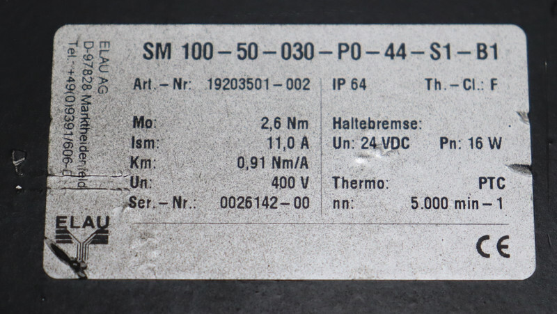 Elau Servo Motor SM 100-50-030-P0-44-S1-B1 Art.Nr 19203501-002 TESTED