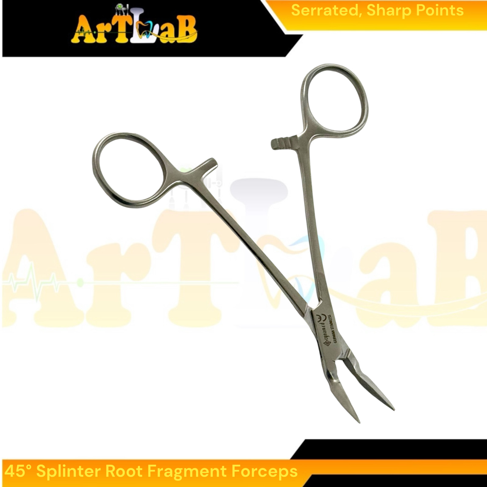 Steiglitz Root Fragment Forceps 45°, 5.5″, Sharp Serrated Points, Dental Forceps