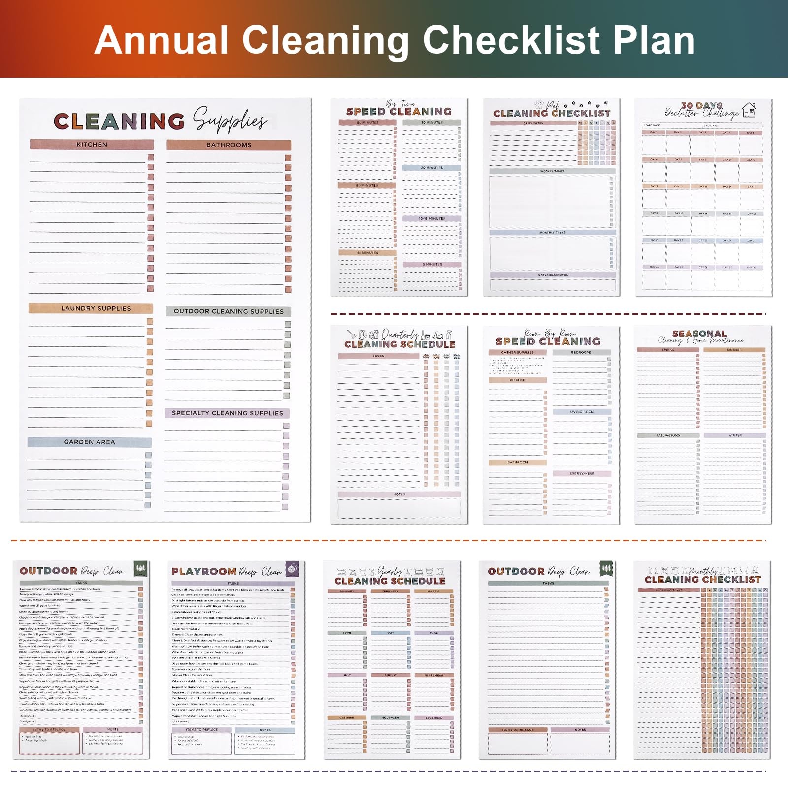 Fasbet 2Pcs Adhd Cleaning Planner For Adults Women Teens Adhd Cleaning And