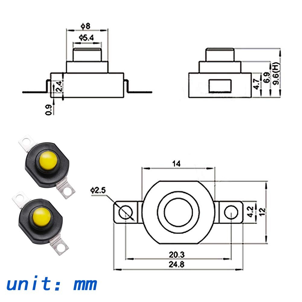 mxuteuk 30pcs Self-Lock Micro Push Button Switch DC 12V Switch 0.5A 2Pin Latchin