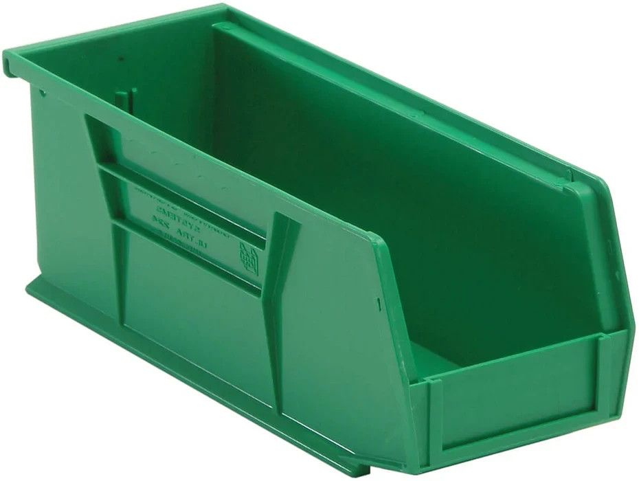 Stack Hang Storage Bins 10.875×4.125×4 Green 12 Pack Heavy Duty USA QUS224