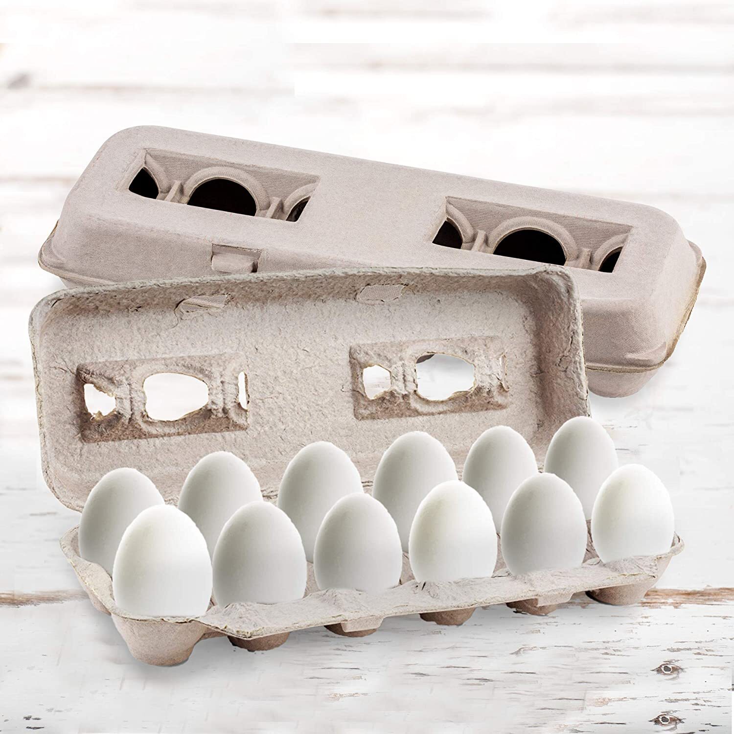 MT Products 12 Compartment Blank Natural Pulp Egg Cartons – Pack of 25