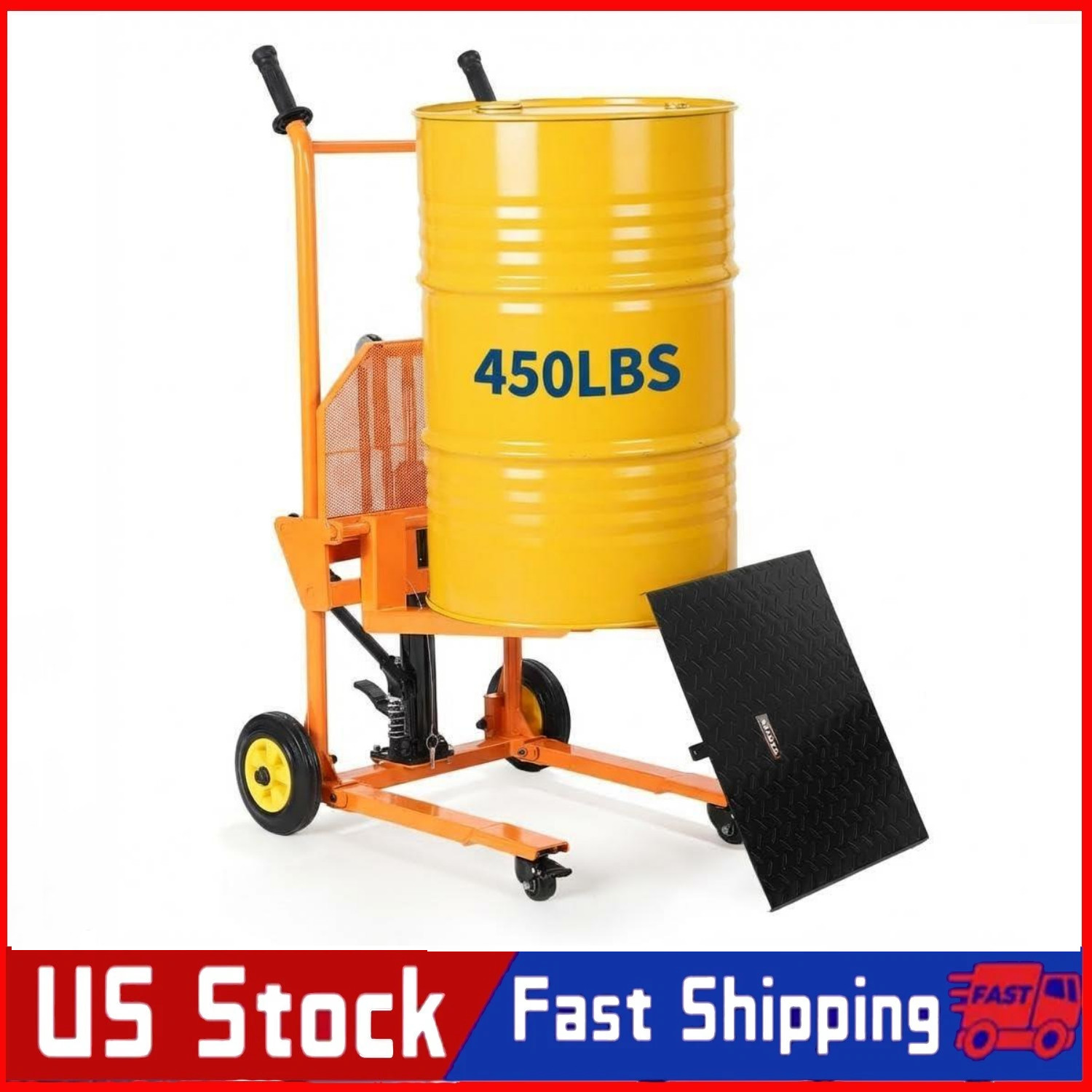 Hydraulic Material Lift 450lbs Winch Stacker Adjustable Pallet Dolly Lift 36in