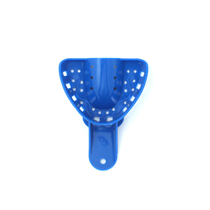 2PCS Dental Impression Trays Blue Plastic Perforated Set Upper / Lower S/M/L/XL