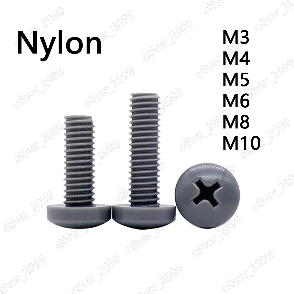 M3 M4 M5 M6 M8 M10 Gray Nylon Plastic Phillips Cross Pan Head Machine Screws
