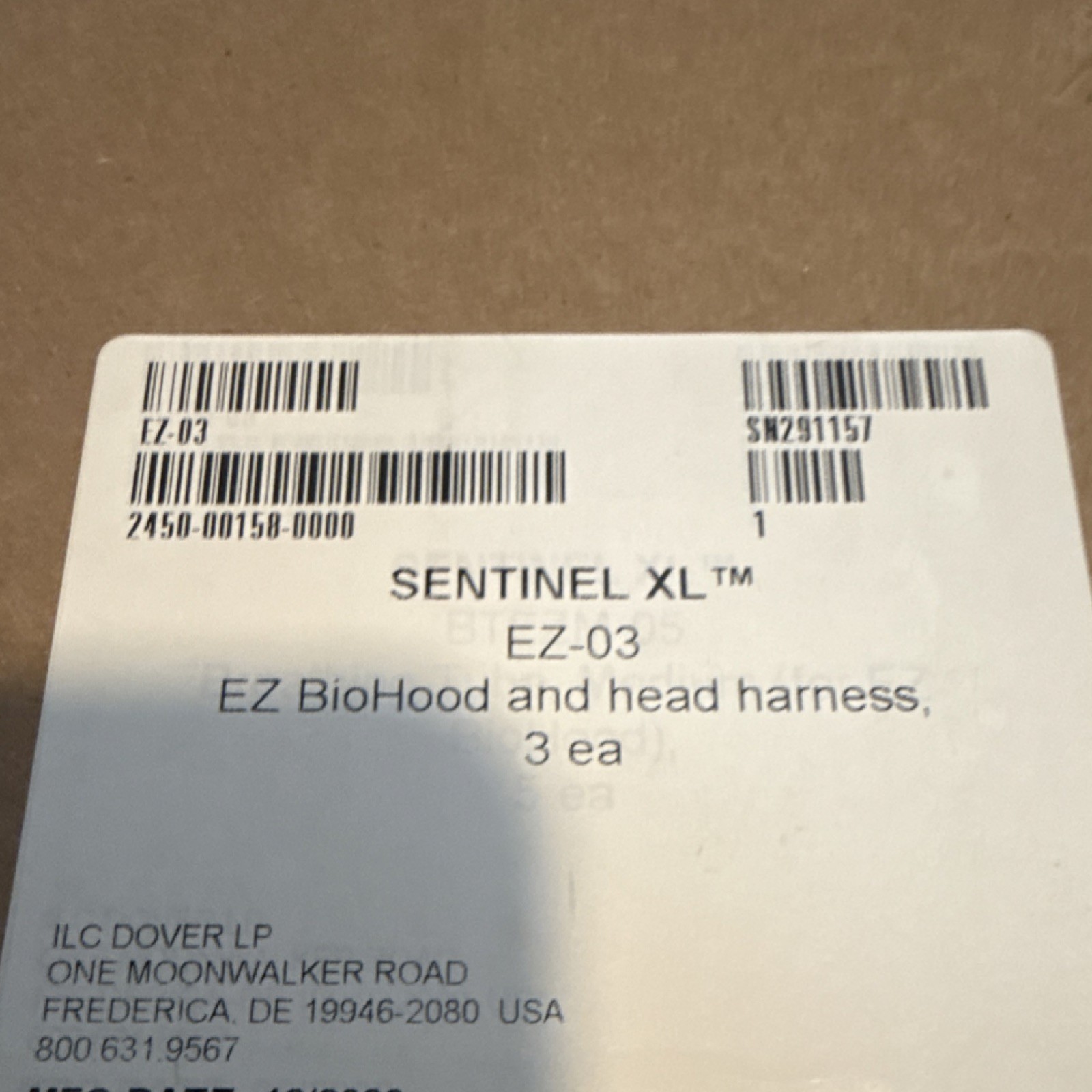 ILC Dover Sentinel XL EZ BioHood EZ-03 Full Face Mask Respirator