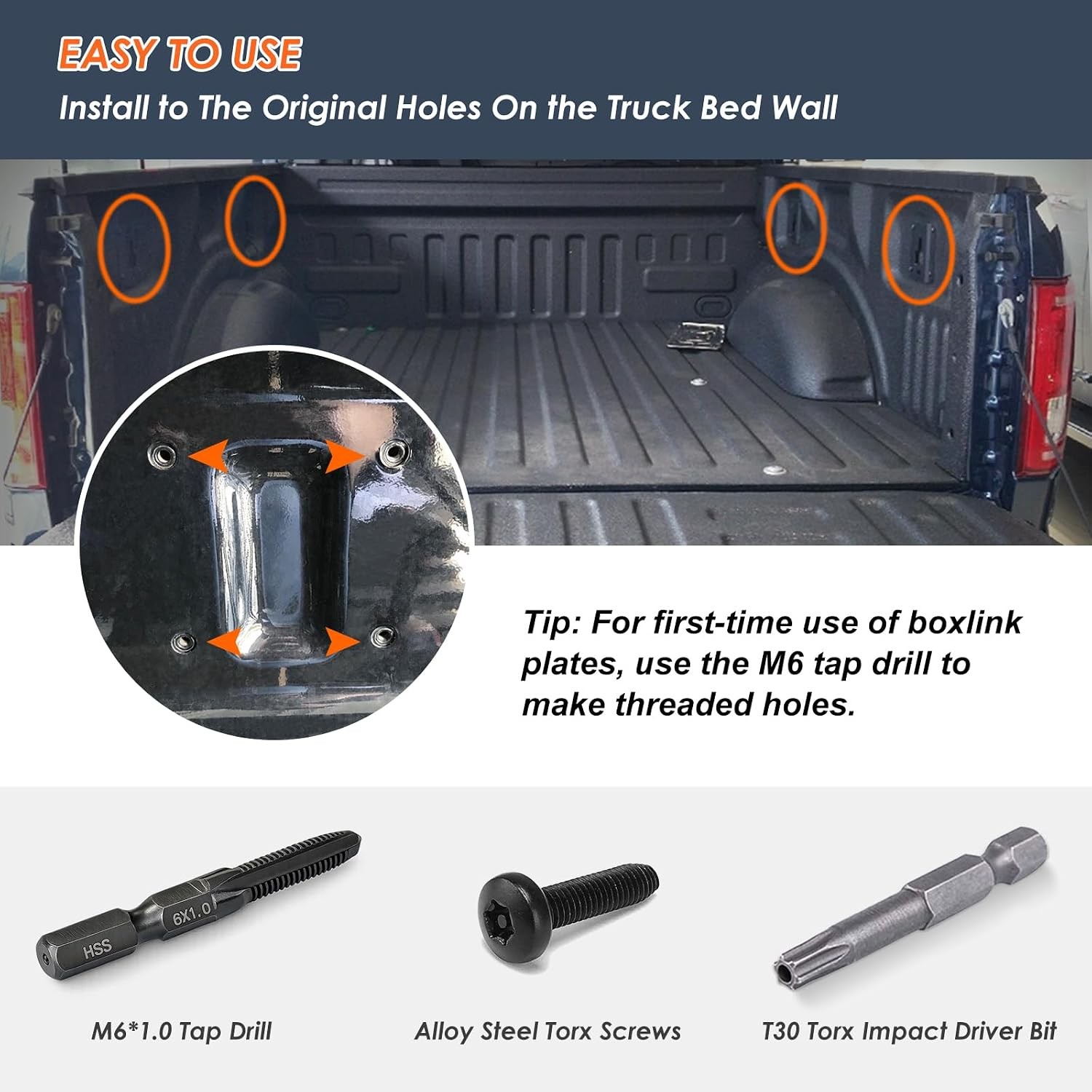 Anti-Theft Screw|T30 Torx|M6*1.0 Tapper Tool For Ford Truck Bed Tie Down Anchors