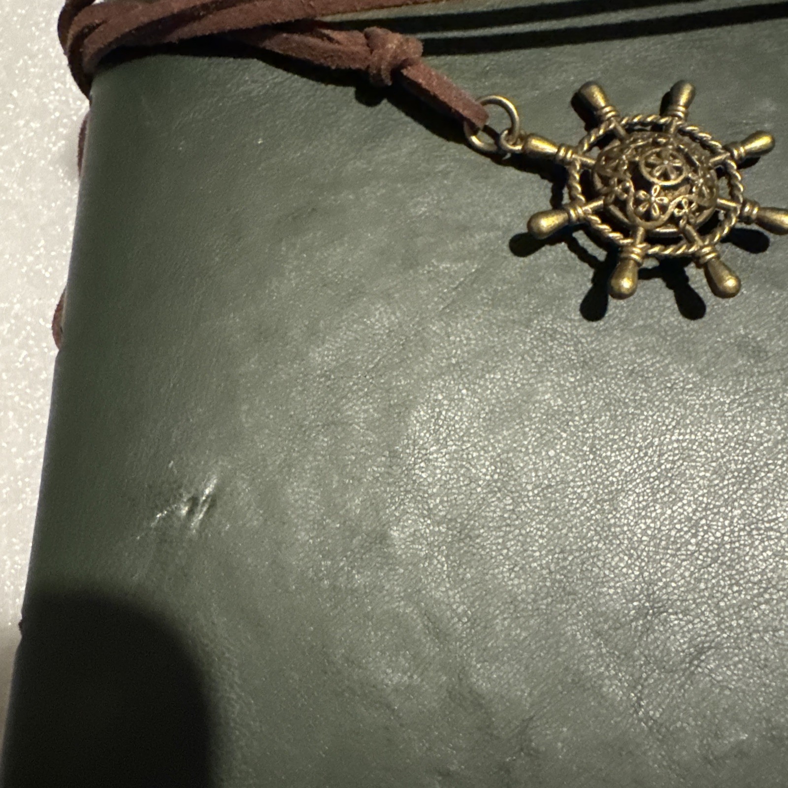 VTG PU Leather Writing Journal Notebook 7″ Blue Nautical Embossed Spiral 79 Pgs
