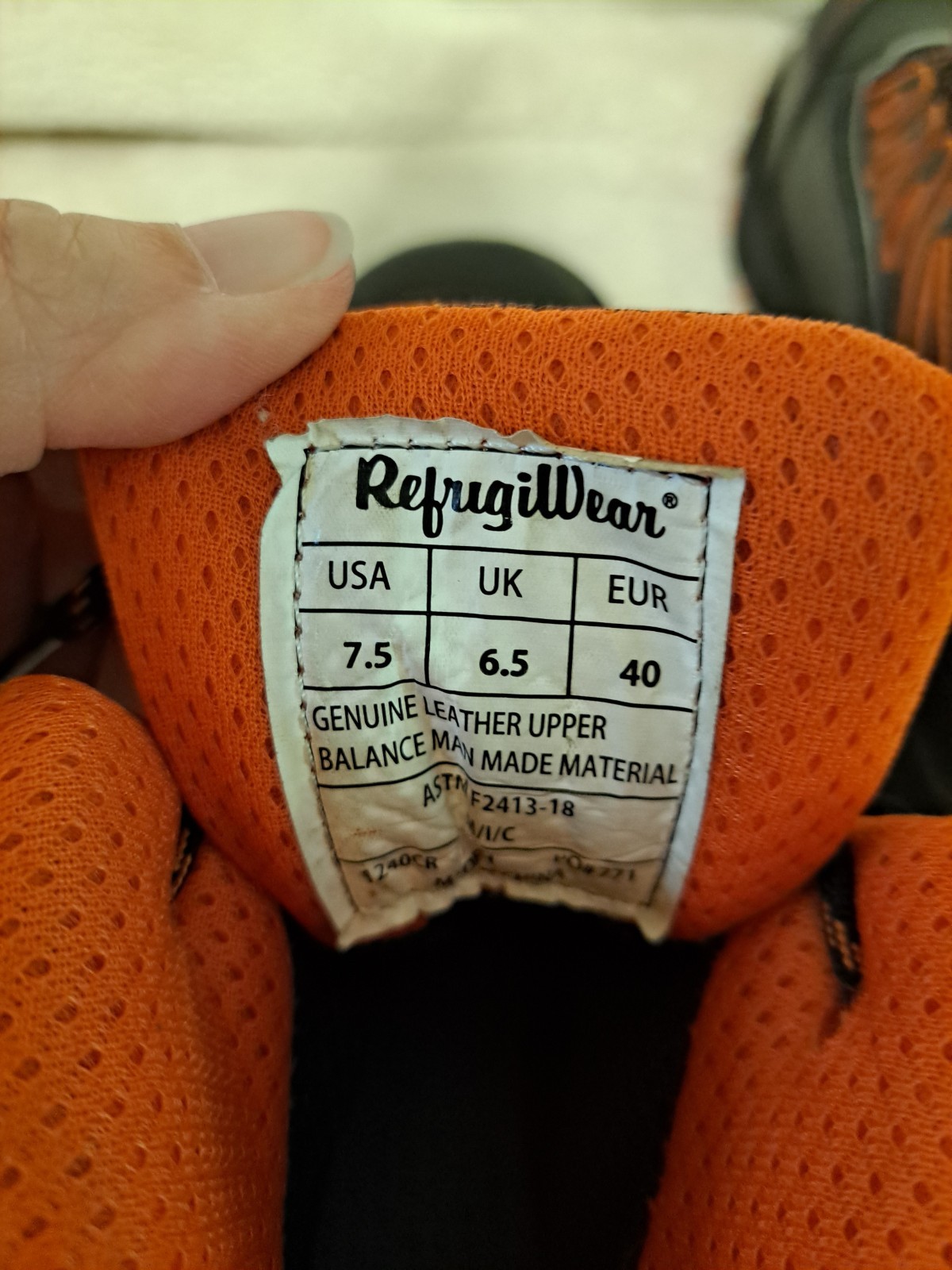 RefrigiWear Waterproof Metal-Free Steel Toe Work Boots Black/Orange Size 7.5