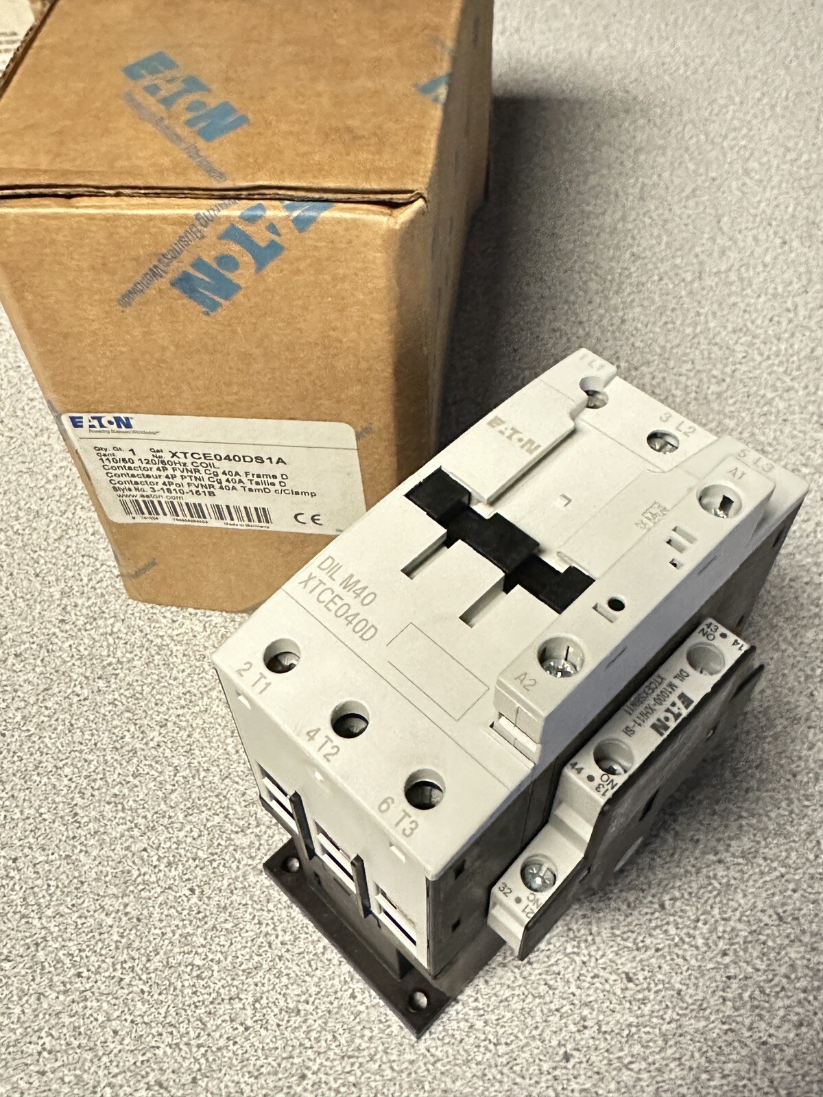 NEW Eaton XTCE040DS1A Contactor 110-120V 50/60Hz Coil 3Pole Frame D 1NO 1NC FVNR