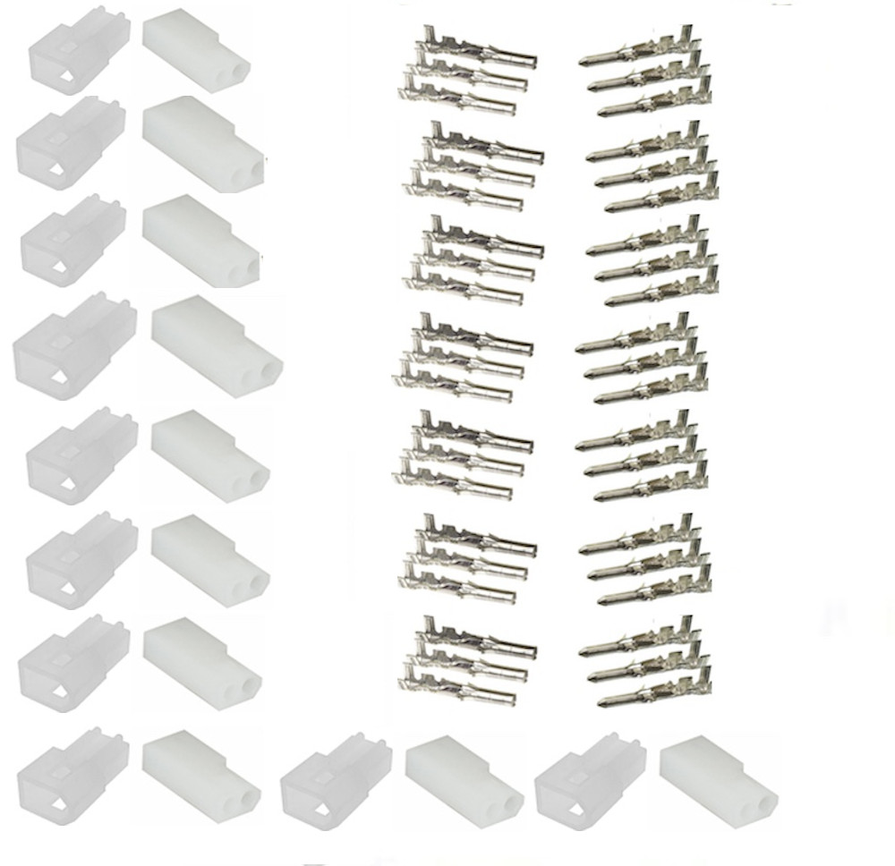 2 Pin .093 Molex Connector Kit, 10 Sets, w/14-20 AWG .093″ Pins, Free Hanging