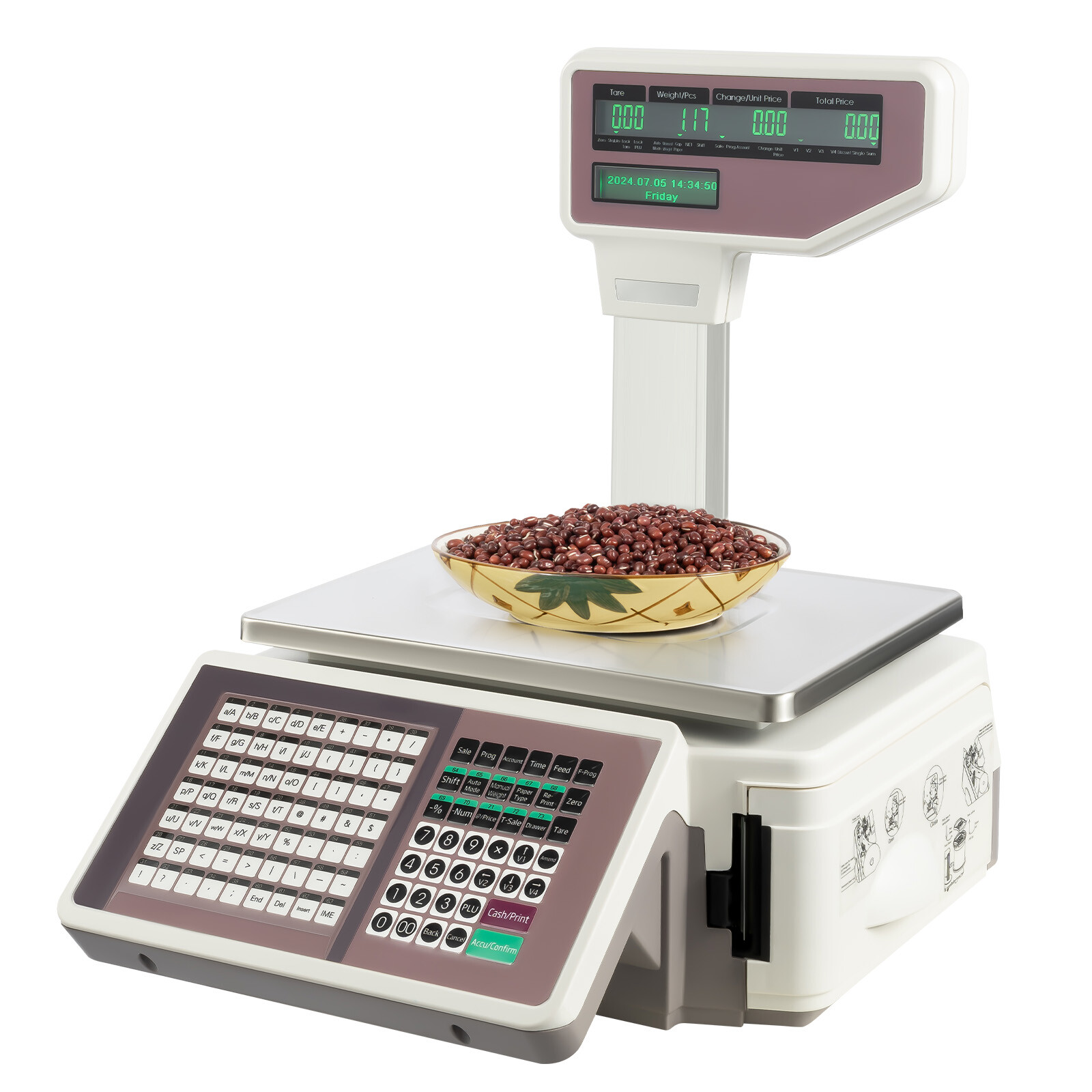 Commercial Digital Price Computing Scale with Thermal Label Printer Supermarket