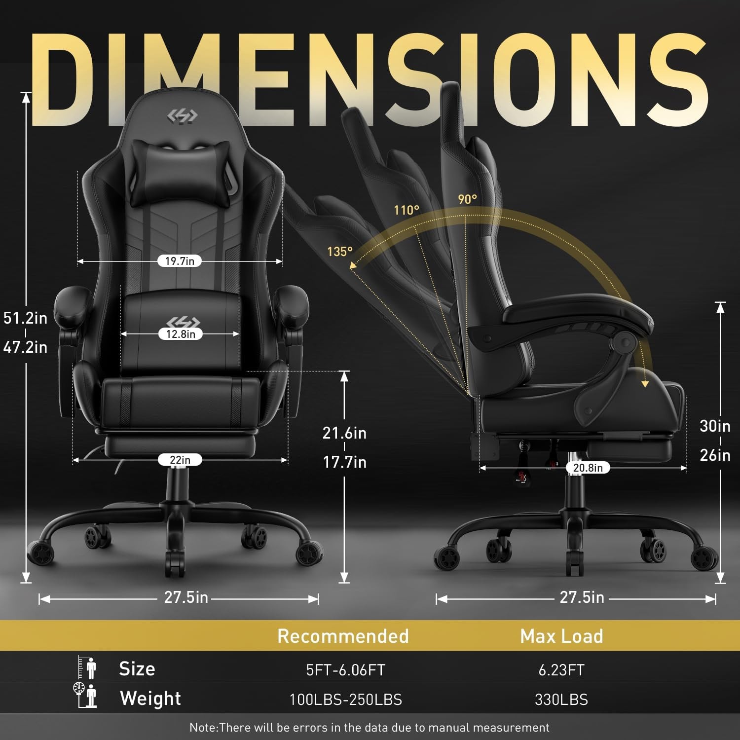 Massage Gaming Chair with Footrest, Computer Chair with Headrest, Gamer Chair