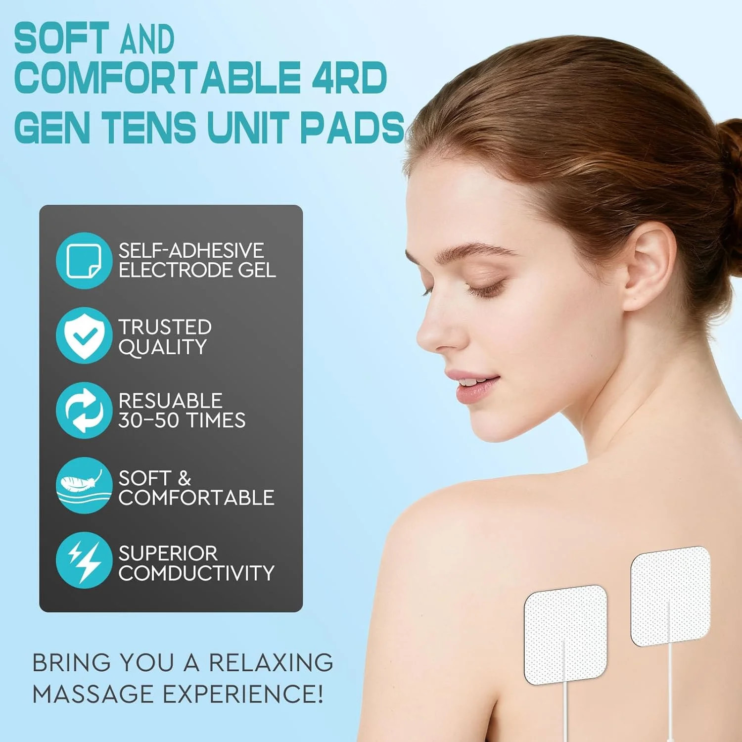 22 PCS 2X2” Tens Unit Electrode Pads Compatible with 7000 Muscle Machine, Reuse