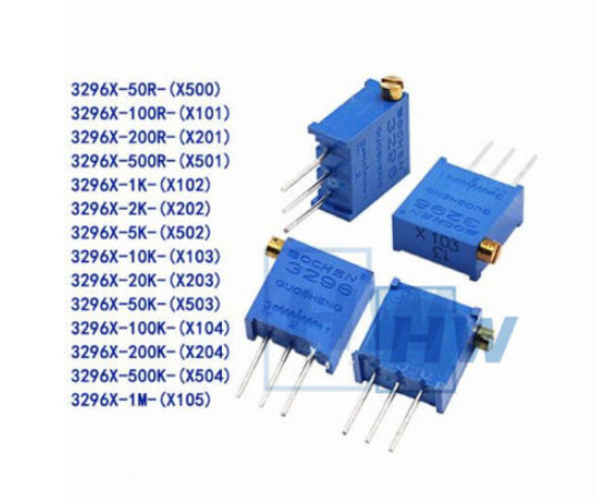 3296W Precision Multiturn Variable Resistors Potentiometer Trimmer (100Ω to 2MΩ)
