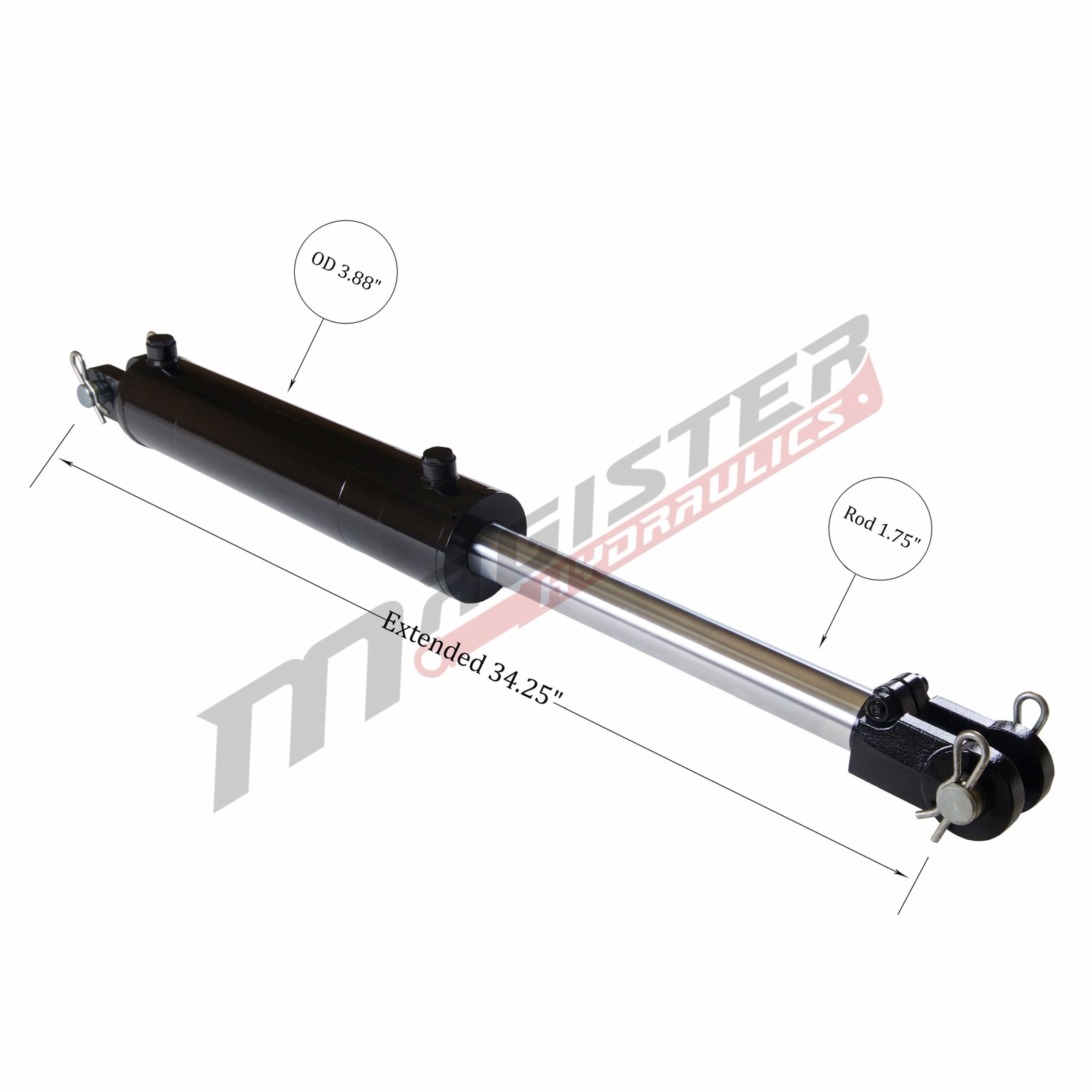 Hydraulic Cylinder Welded Double Acting 3.5″ Bore 12″ Stroke Clevis 3.5×12 NEW