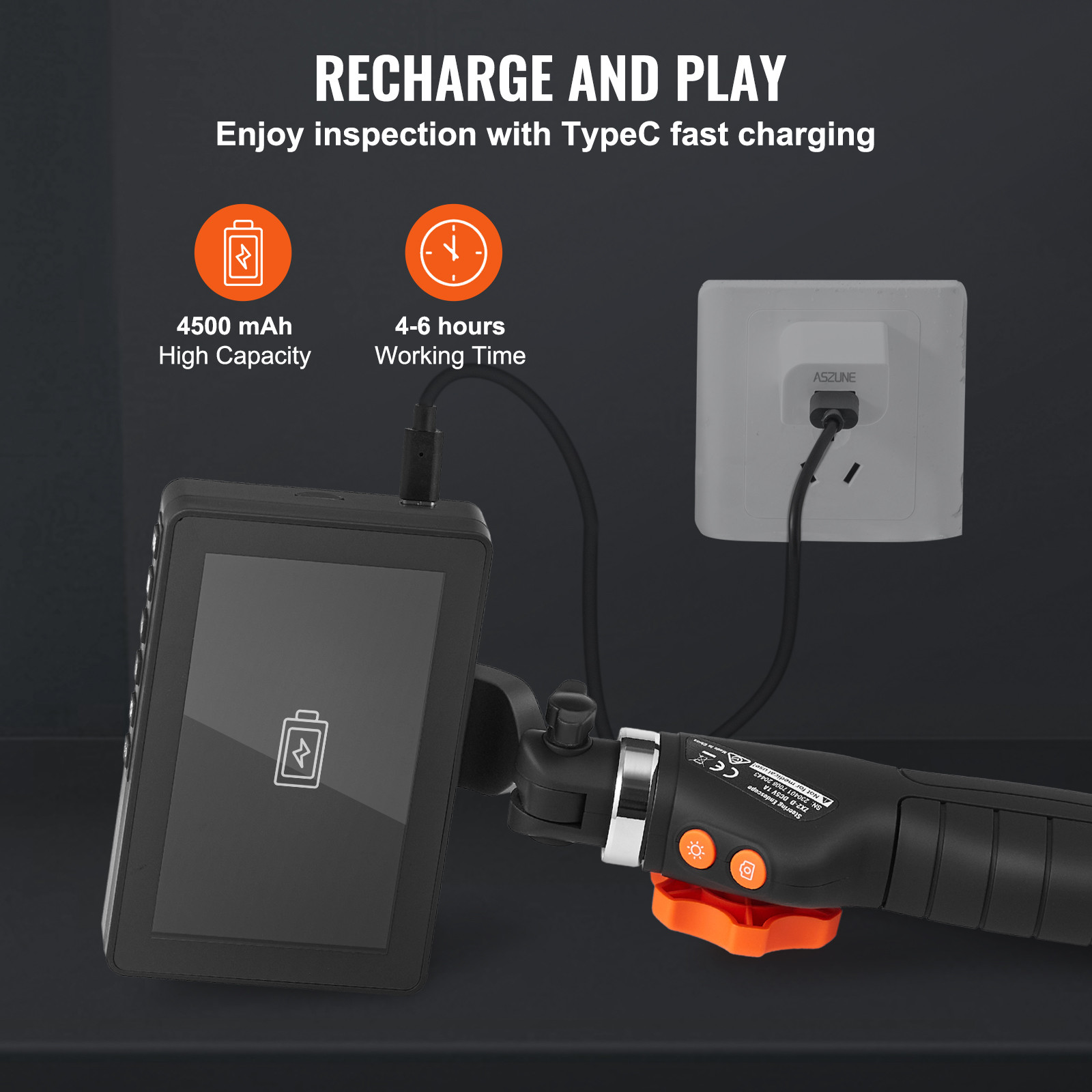 VEVOR Borescope Endoscope Two-Way 180° Articulating 5″ IPS 8X Zoom 6.4mm Lens