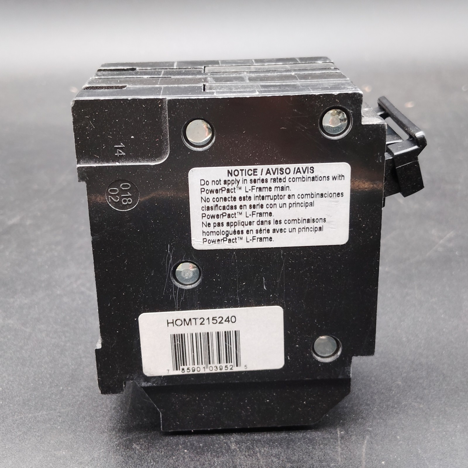 SQUARE D HOMT215240CP HOMELINE 1-15A & 1-40A 2-POLE QUAD TANDEM CIRCUIT BREAKER