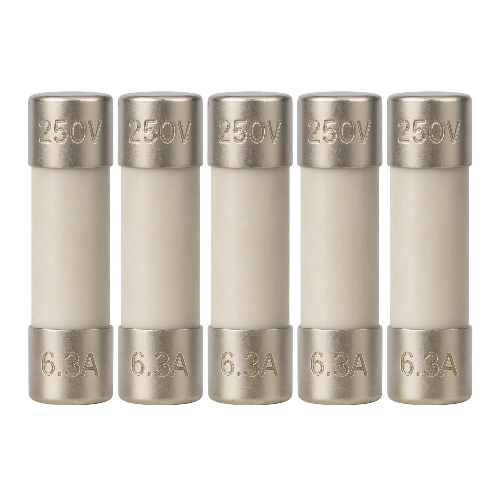 5 Qty. 5x20mm 6.3a Slowblow Ceramic Fuse T6.3a 250v
