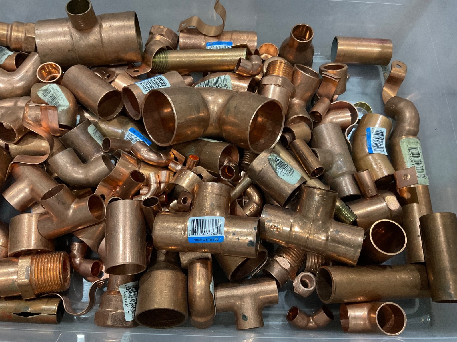 Mixed Plumbing Lot of Nibco Copper Sweat Fittings [Elbows Tees Caps] & Other