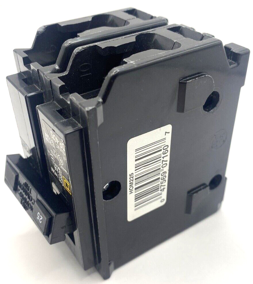 New Homeline Square D HOM225 2P 25A 120 240V AC Type HOM Plug In Circuit Breaker