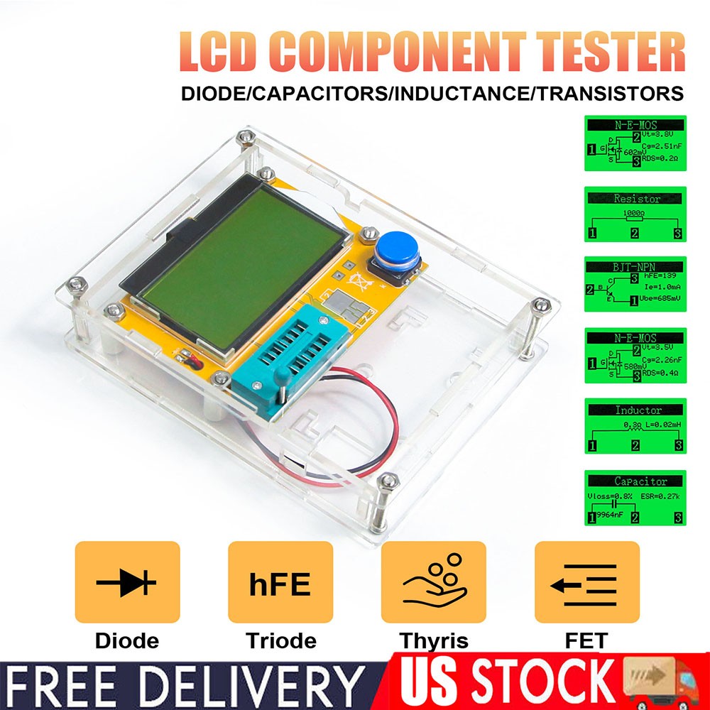 LCR-T4 Component Tester Transistor Diode Capacitor Resistor Inductor LCD Meter